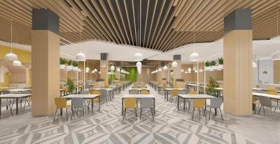 现代员工食堂3D模型下载